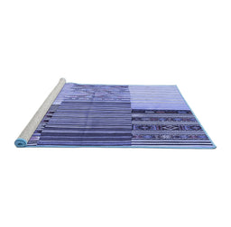 Sideview of Machine Washable Patchwork Blue Transitional Rug, wshcon2720blu