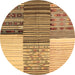 Round Patchwork Brown Transitional Rug, con2720brn