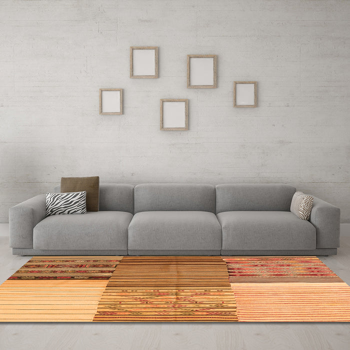 Machine Washable Patchwork Orange Transitional Area Rugs in a Living Room, wshcon2720org