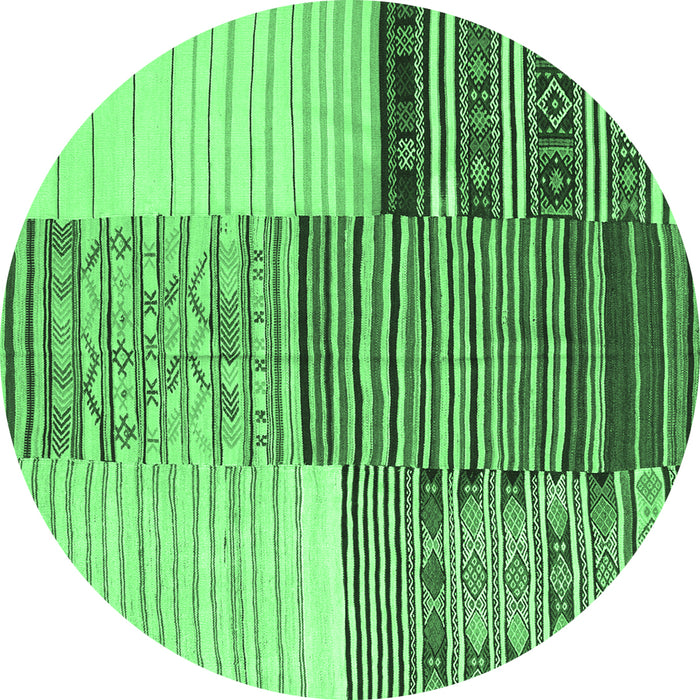 Round Patchwork Emerald Green Transitional Rug, con2720emgrn