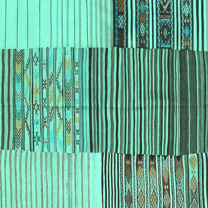 Machine Washable Patchwork Turquoise Transitional Area Rugs, wshcon2720turq