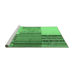 Sideview of Machine Washable Patchwork Emerald Green Transitional Area Rugs, wshcon2720emgrn