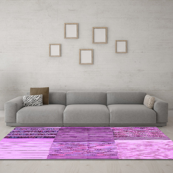 Machine Washable Patchwork Purple Transitional Area Rugs in a Living Room, wshcon2720pur