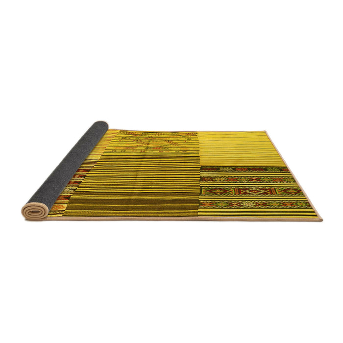 Sideview of Patchwork Yellow Transitional Rug, con2720yw
