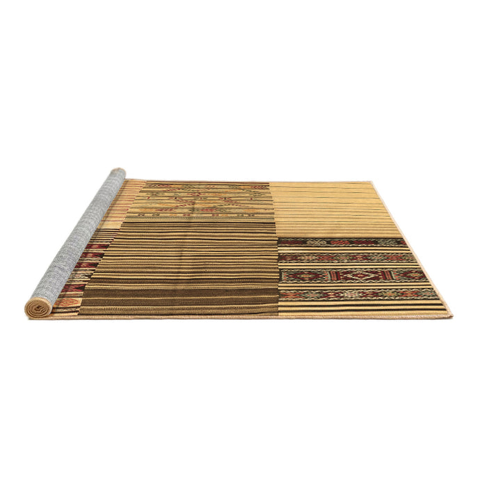 Sideview of Machine Washable Patchwork Brown Transitional Rug, wshcon2720brn