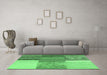 Machine Washable Patchwork Emerald Green Transitional Area Rugs in a Living Room,, wshcon2720emgrn