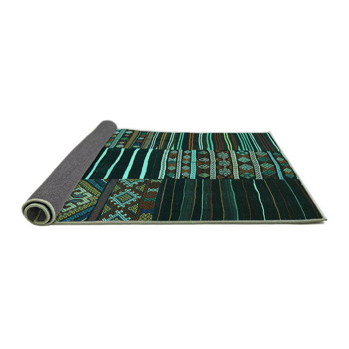 Sideview of Patchwork Turquoise Transitional Rug, con2721turq