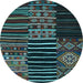 Round Patchwork Light Blue Transitional Rug, con2721lblu