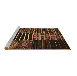 Sideview of Machine Washable Patchwork Brown Transitional Rug, wshcon2721brn