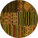 Round Patchwork Yellow Transitional Rug, con2721yw