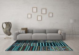Machine Washable Patchwork Light Blue Transitional Rug in a Living Room, wshcon2721lblu