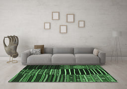 Machine Washable Patchwork Emerald Green Transitional Area Rugs in a Living Room,, wshcon2721emgrn