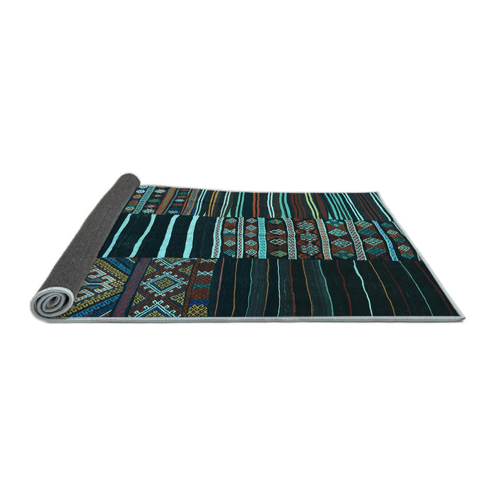 Sideview of Patchwork Light Blue Transitional Rug, con2721lblu