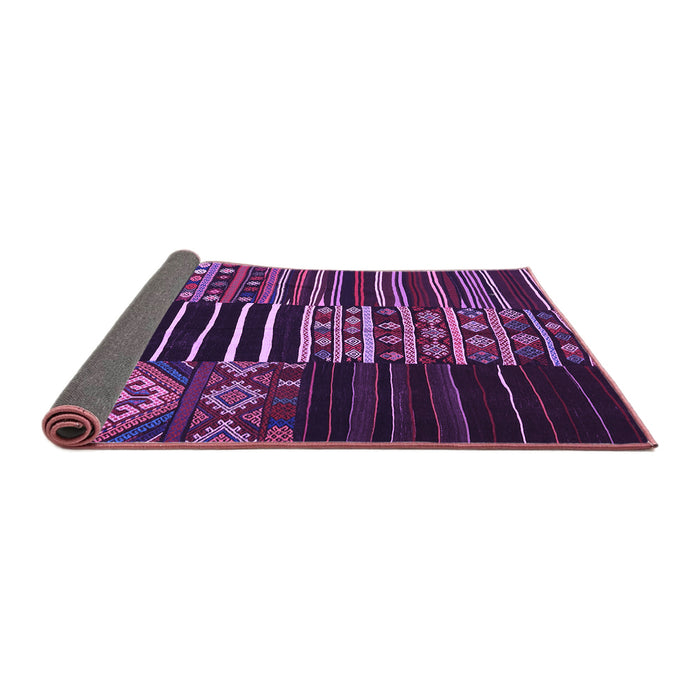 Sideview of Patchwork Purple Transitional Rug, con2721pur