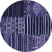 Round Patchwork Blue Transitional Rug, con2721blu