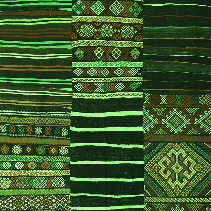 Patchwork Green Transitional Rug, con2721grn