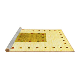 Sideview of Machine Washable Solid Yellow Modern Rug, wshcon2722yw