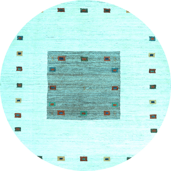 Round Machine Washable Solid Light Blue Modern Rug, wshcon2722lblu