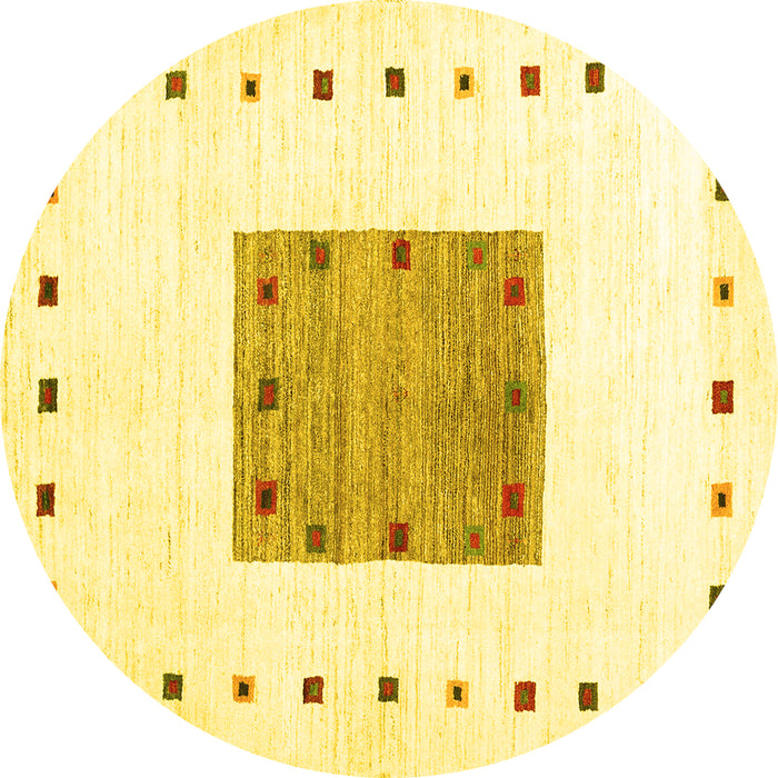 Round Machine Washable Solid Yellow Modern Rug, wshcon2722yw