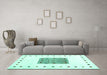 Machine Washable Solid Turquoise Modern Area Rugs in a Living Room,, wshcon2722turq