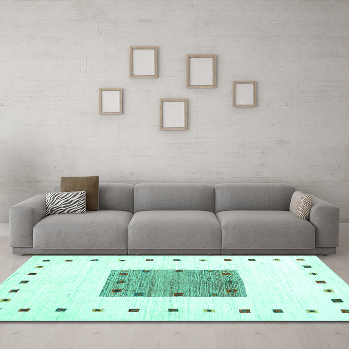 Machine Washable Solid Turquoise Modern Area Rugs in a Living Room,, wshcon2722turq