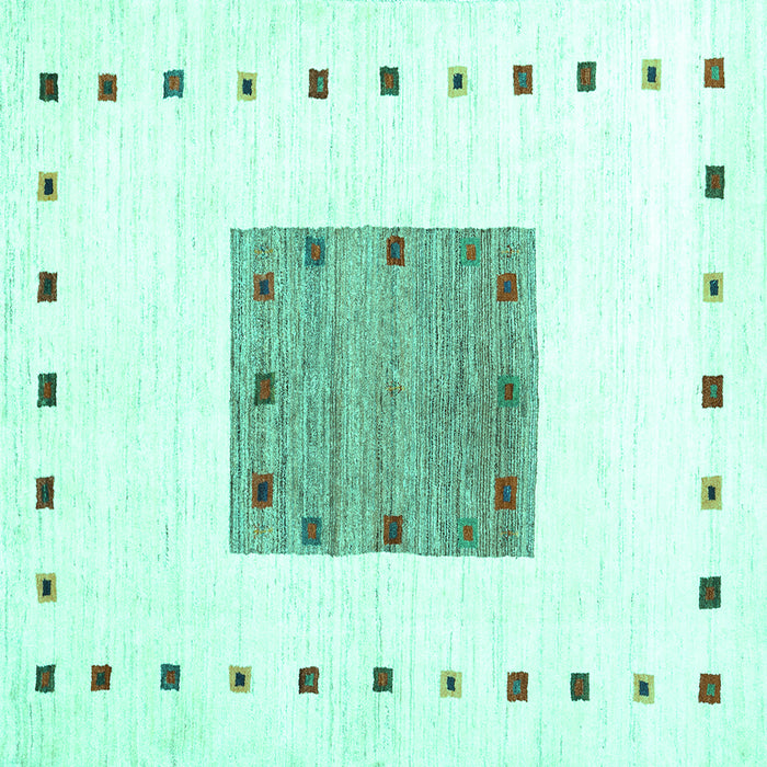 Square Machine Washable Solid Turquoise Modern Area Rugs, wshcon2722turq