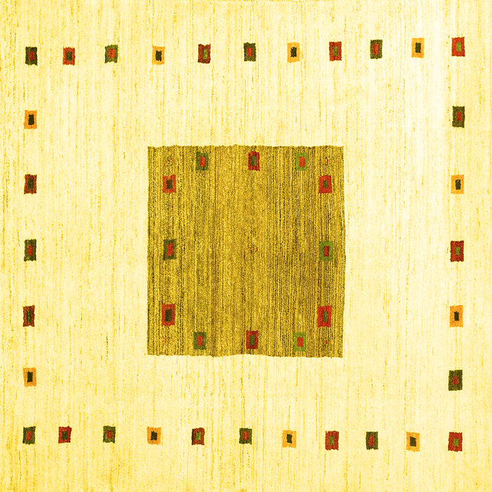 Square Solid Yellow Modern Rug, con2722yw