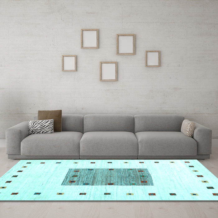 Machine Washable Solid Light Blue Modern Rug in a Living Room, wshcon2722lblu