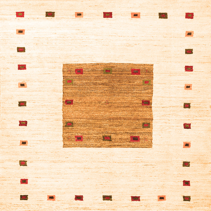 Round Machine Washable Solid Orange Modern Area Rugs, wshcon2722org