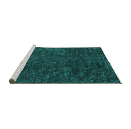 Sideview of Machine Washable Abstract Turquoise Contemporary Area Rugs, wshcon2723turq