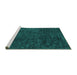 Sideview of Machine Washable Abstract Turquoise Contemporary Area Rugs, wshcon2723turq