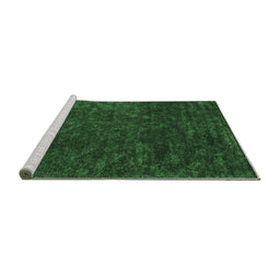 Sideview of Machine Washable Abstract Emerald Green Contemporary Area Rugs, wshcon2723emgrn