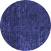 Round Abstract Blue Contemporary Rug, con2723blu