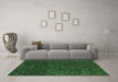 Machine Washable Abstract Emerald Green Contemporary Area Rugs in a Living Room,, wshcon2723emgrn