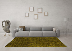 Machine Washable Abstract Yellow Contemporary Rug in a Living Room, wshcon2723yw