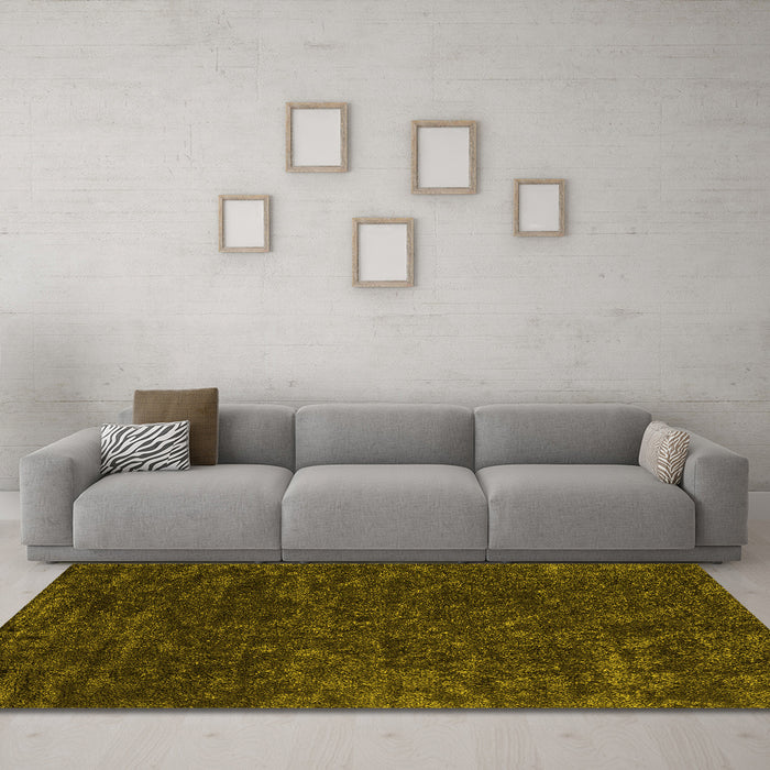 Machine Washable Abstract Yellow Contemporary Rug in a Living Room, wshcon2723yw