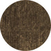 Round Machine Washable Abstract Brown Contemporary Rug, wshcon2723brn