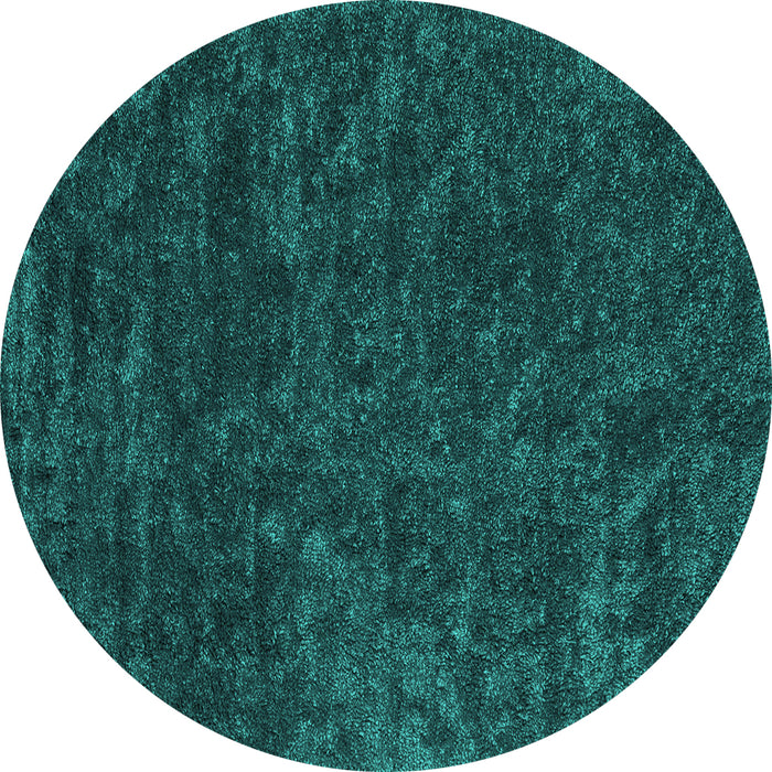 Round Machine Washable Abstract Turquoise Contemporary Area Rugs, wshcon2723turq