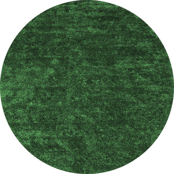 Round Machine Washable Abstract Emerald Green Contemporary Area Rugs, wshcon2723emgrn