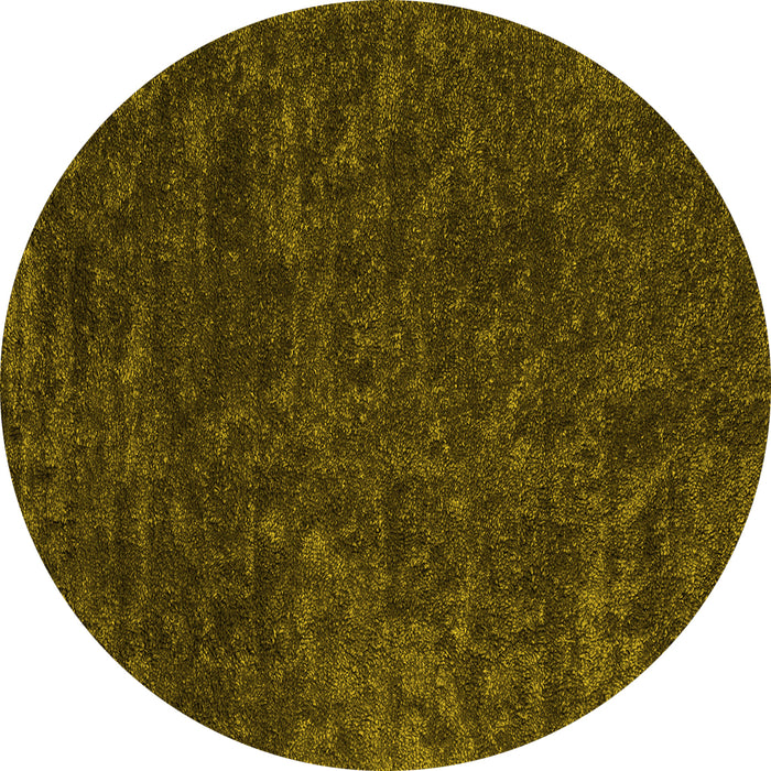 Round Machine Washable Abstract Yellow Contemporary Rug, wshcon2723yw