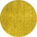 Round Abstract Yellow Contemporary Rug, con2724yw