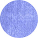 Round Abstract Blue Contemporary Rug, con2724blu