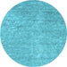 Round Abstract Light Blue Contemporary Rug, con2724lblu