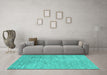 Machine Washable Abstract Turquoise Contemporary Area Rugs in a Living Room,, wshcon2724turq