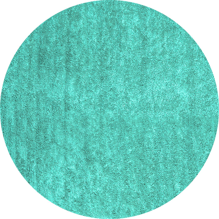 Round Machine Washable Abstract Turquoise Contemporary Area Rugs, wshcon2724turq