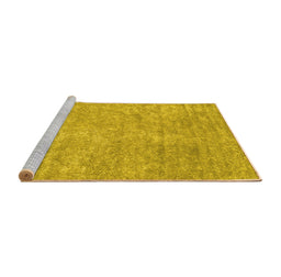 Sideview of Machine Washable Abstract Yellow Contemporary Rug, wshcon2724yw