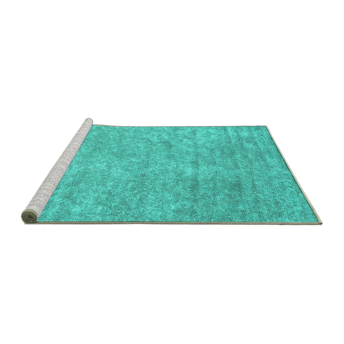 Sideview of Machine Washable Abstract Turquoise Contemporary Area Rugs, wshcon2724turq