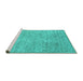 Sideview of Machine Washable Abstract Turquoise Contemporary Area Rugs, wshcon2724turq