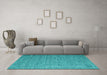 Machine Washable Abstract Turquoise Contemporary Area Rugs in a Living Room,, wshcon2725turq