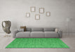 Machine Washable Abstract Green Contemporary Area Rugs in a Living Room,, wshcon2725grn